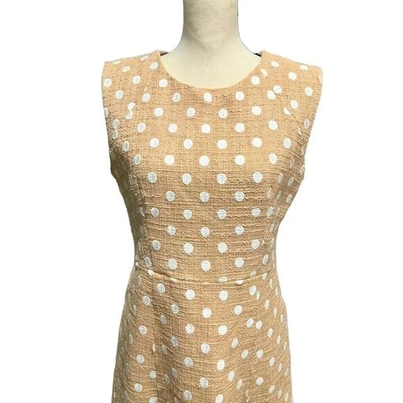 J.CREW MARCY POLKA-DOT EMBROIDERED TWEED MINI DRESS IN CAMEL Size 8 NWOT - Picture 5 of 13